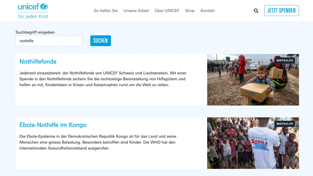 unicef Suchresultate Suchergebnisse
