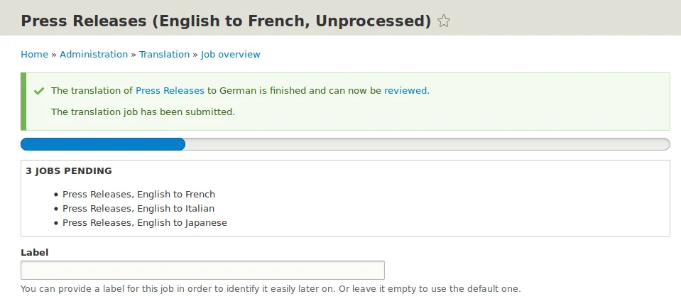 Job checkout progress user interface