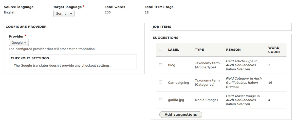 Improved suggestions user interface