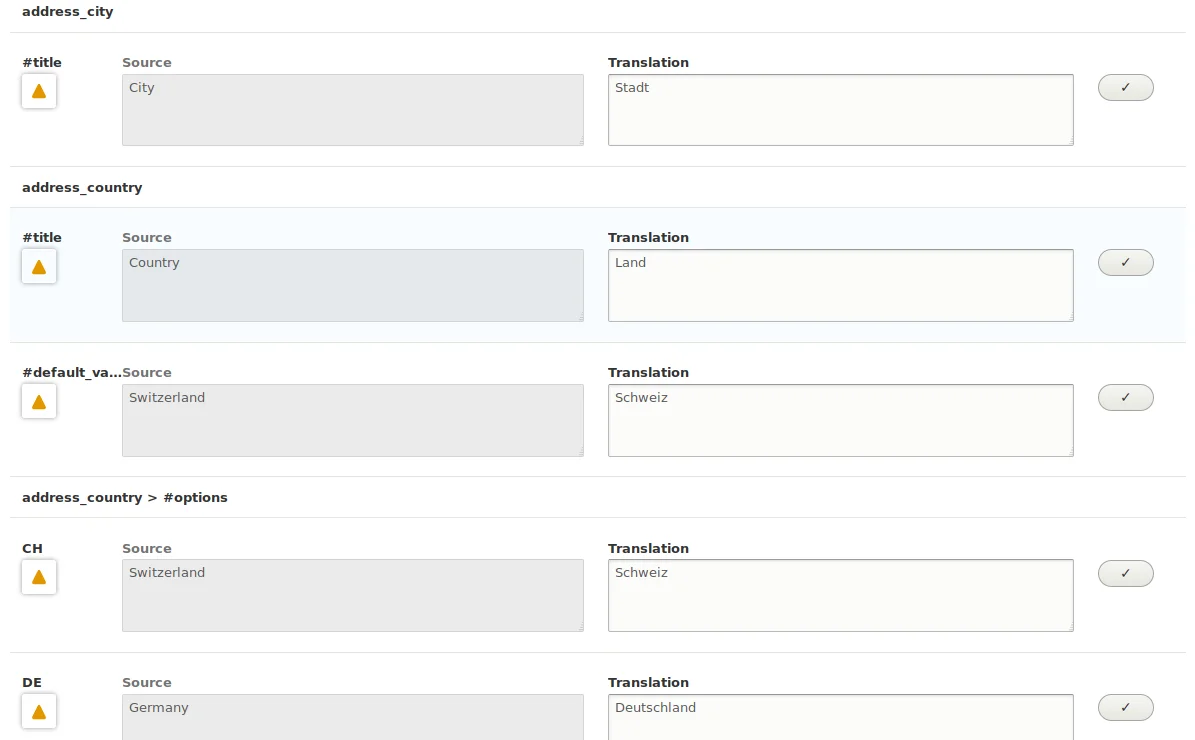 Extracted webform elements