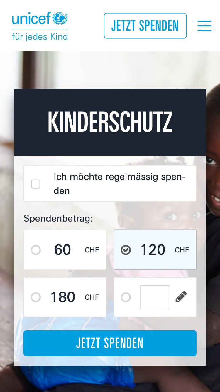 Mobile Design von unicef.ch Mobile Design von unicef.ch