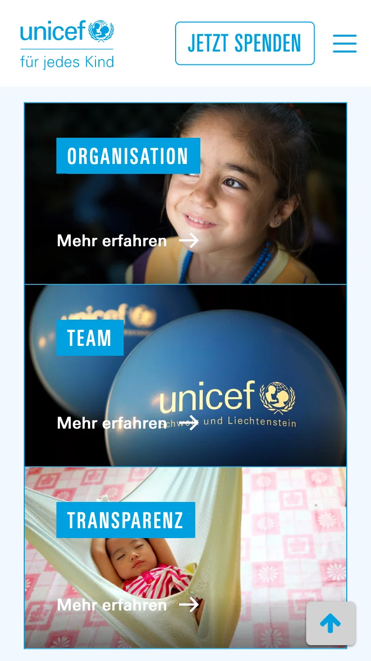 Mobile Design von unicef.ch Mobile Design von unicef.ch