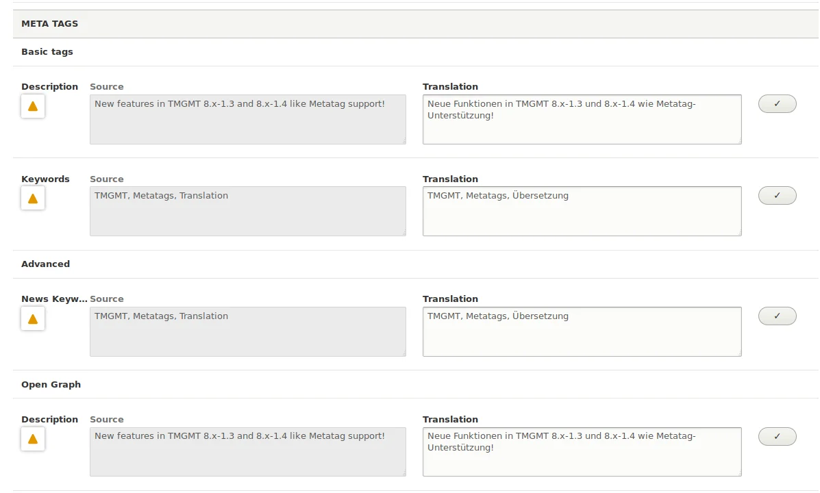 Extracted meta tags