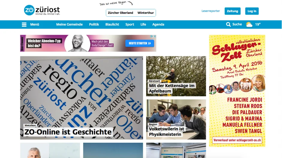 Zueriost.ch Frontseite